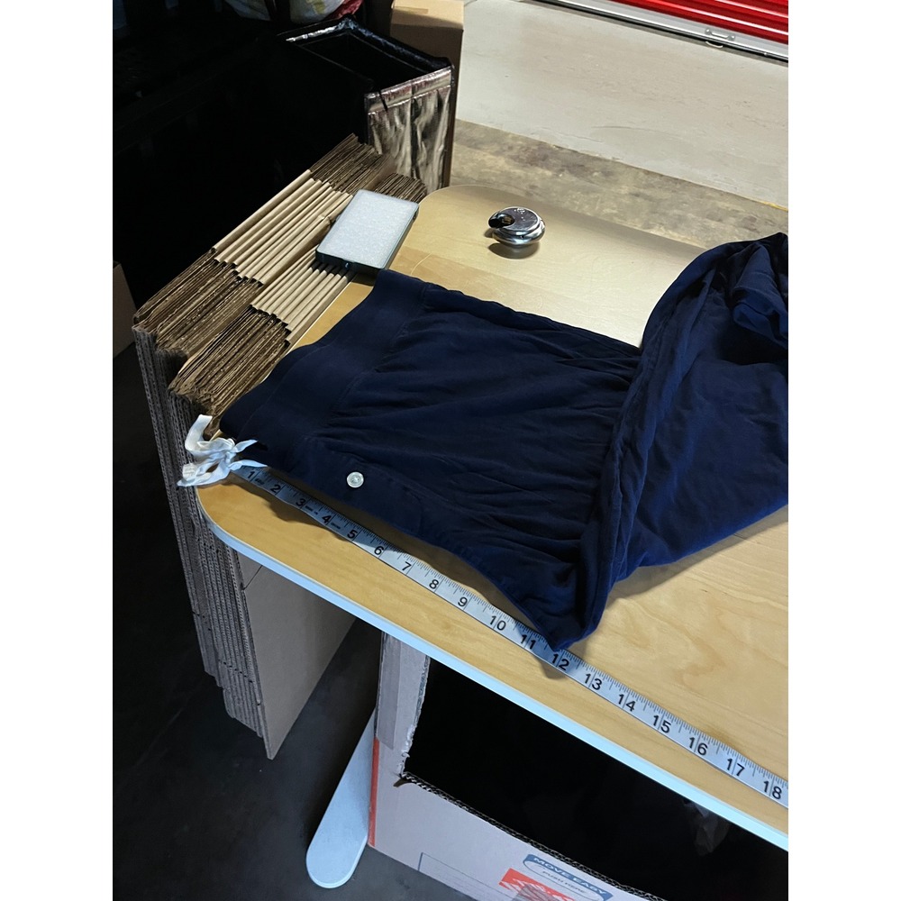 J Crew End-On-End 100% Cotton Pajama Set Womens 2X Navy Blue Contrast Piping - Picture 8 of 13